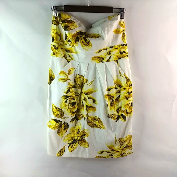 Jonathan Martin 12 Coquette Floral Lime on White Cotton Mini Dress - Picture 1 of 10